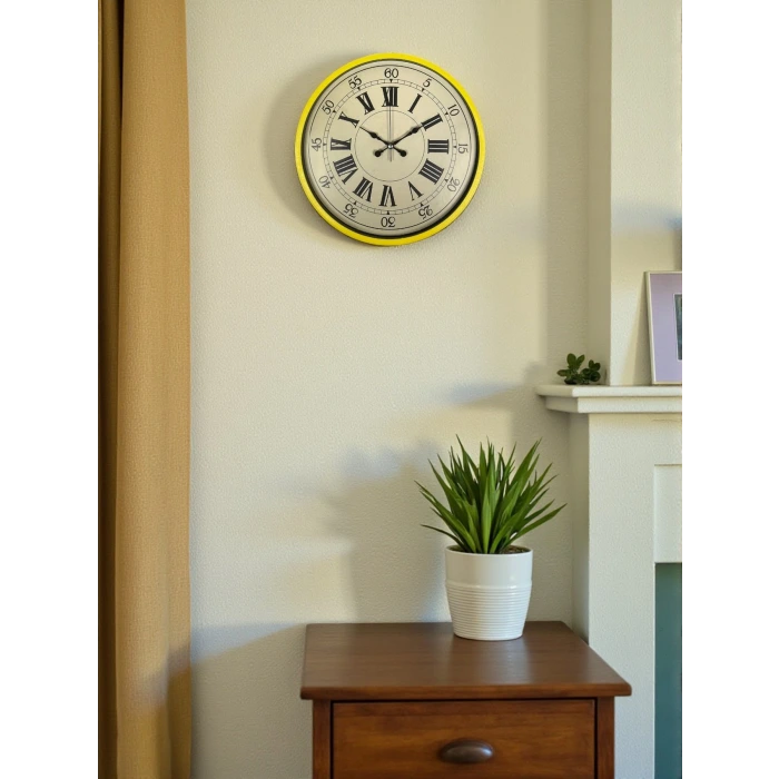 36 Cm Sarı Retro Duvar Saati