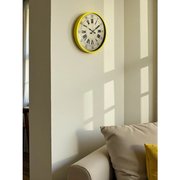 36 Cm Sarı Retro Duvar Saati