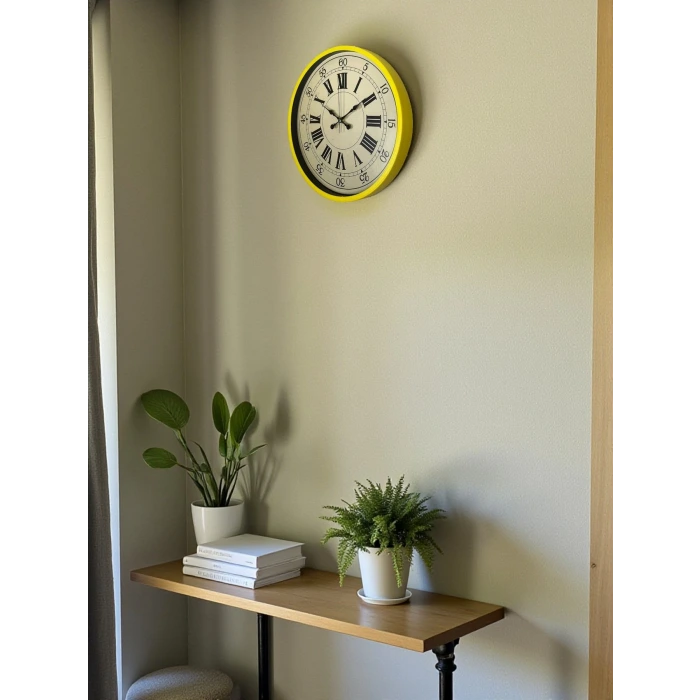 36 Cm Sarı Retro Duvar Saati