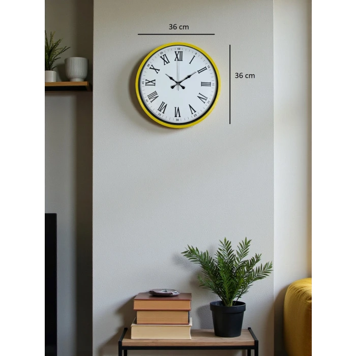 36 Cm Sarı Roma Rakamlı Duvar Saati