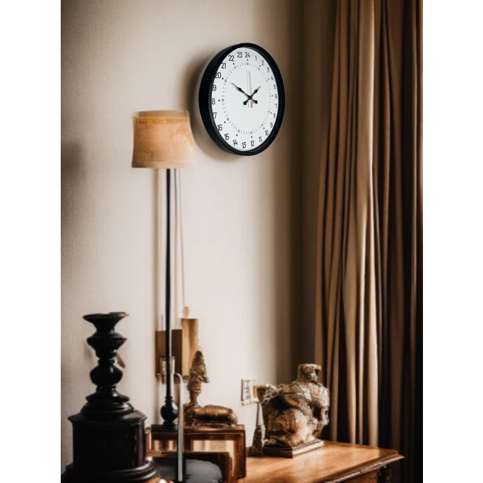 36 Cm Siyah 24 Saat Göstergeli Duvar Saati