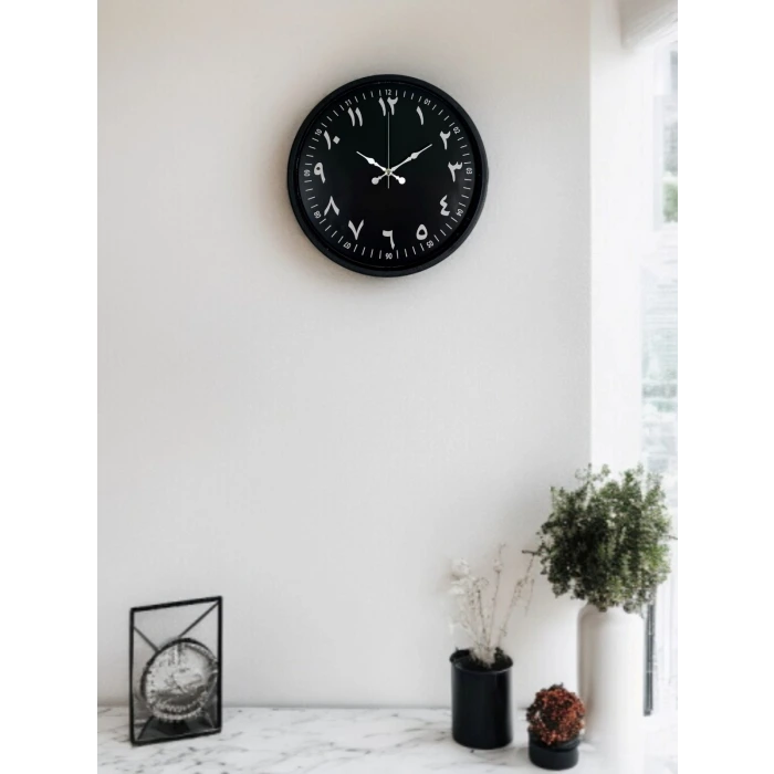 36 Cm Siyah Arapça Rakamlı Duvar Saati