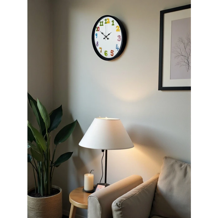 36 Cm Siyah Çocuk Odası Duvar Saati