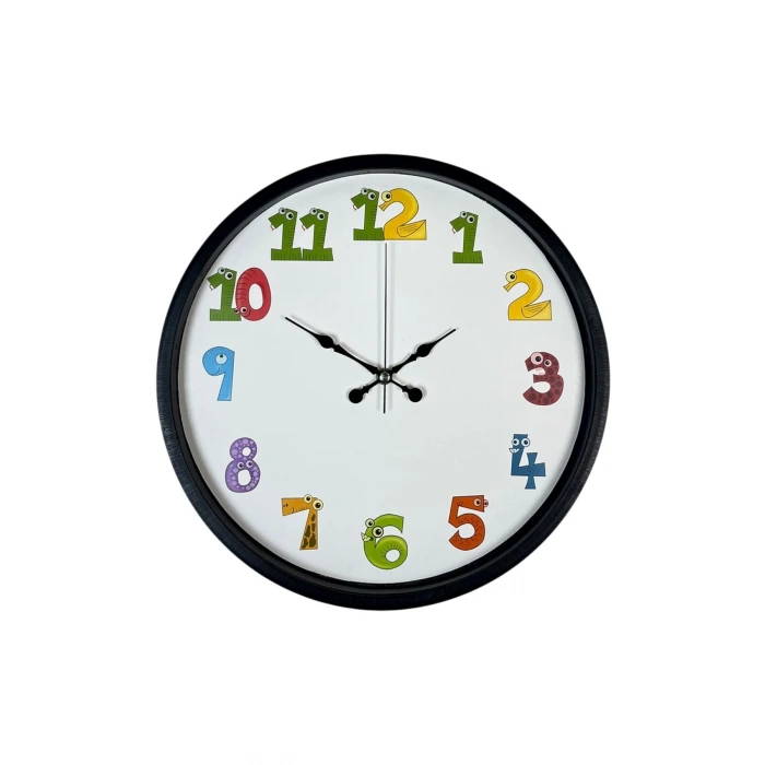 36 Cm Siyah Çocuk Odası Duvar Saati
