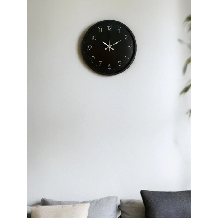 36 Cm Siyah Dekoratif Duvar Saati