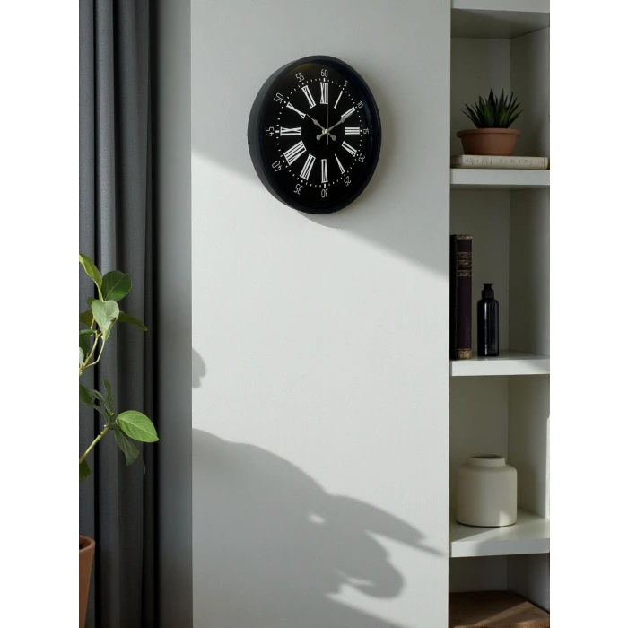 36 Cm Siyah Dekoratif Duvar Saati