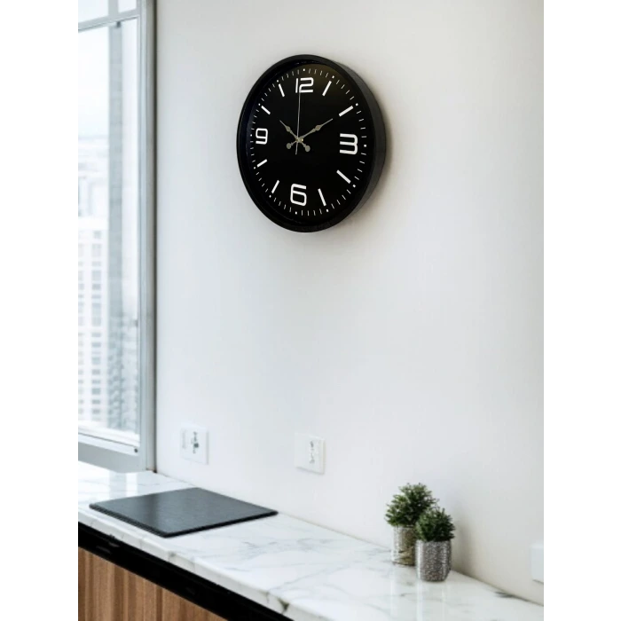 36 Cm Siyah Dekoratif Duvar Saati