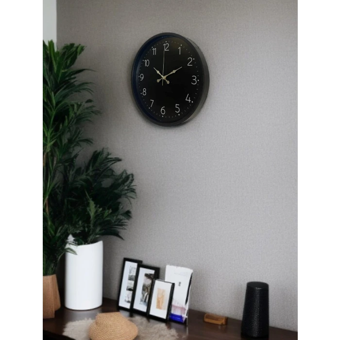 36 Cm Siyah Dekoratif Duvar Saati