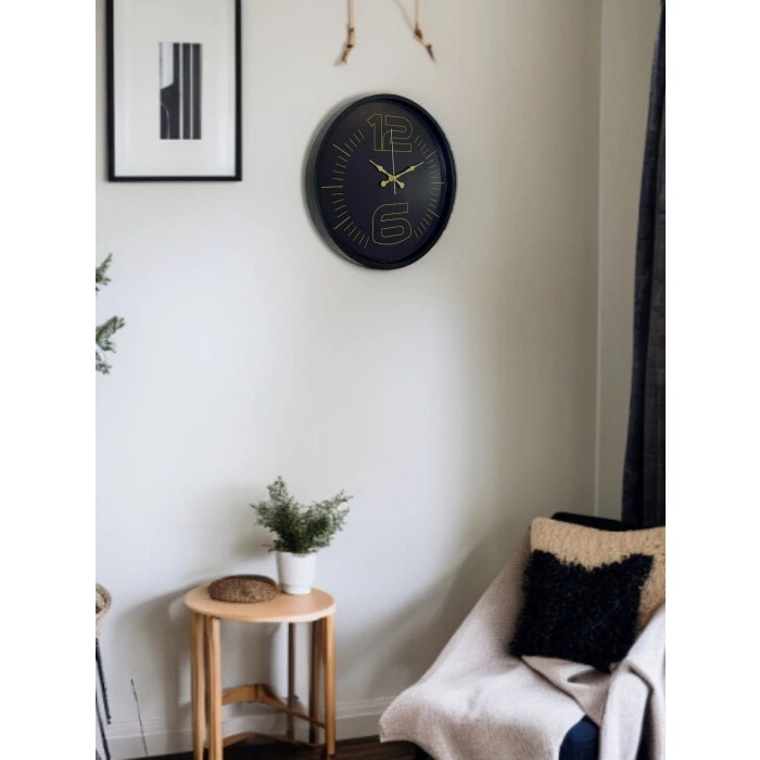 36 Cm Siyah Dekoratif Duvar Saati
