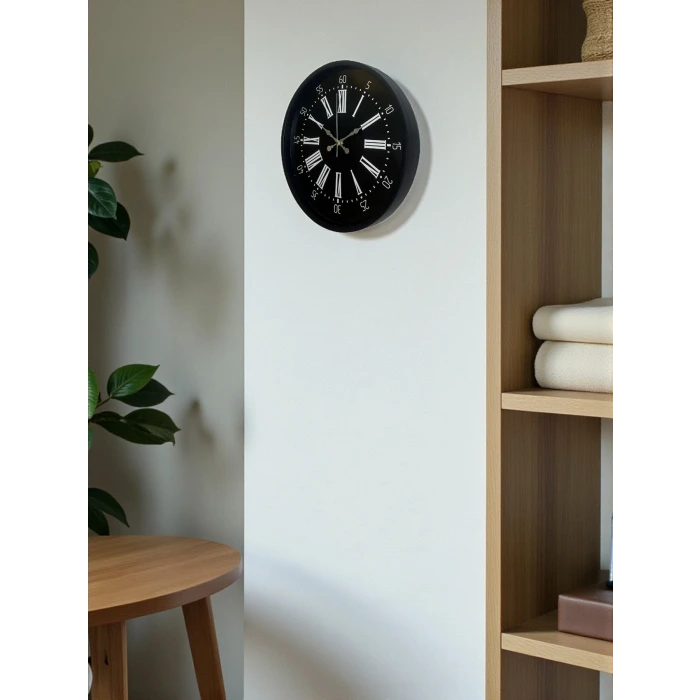 36 Cm Siyah Dekoratif Duvar Saati