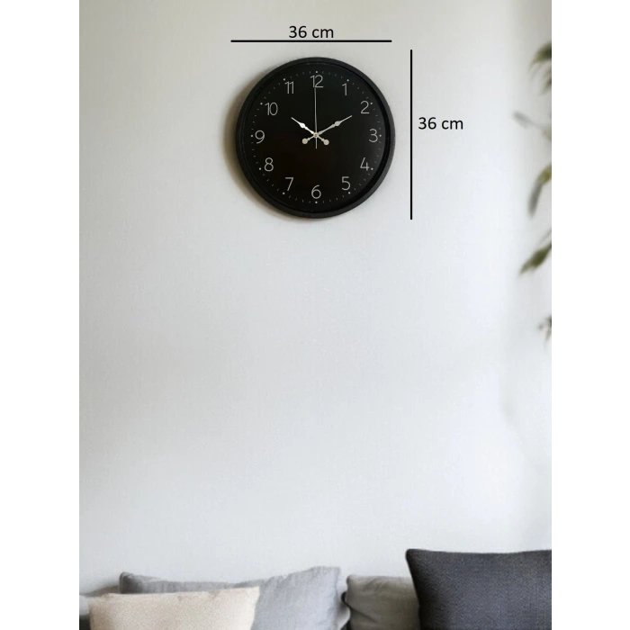 36 Cm Siyah Dekoratif Duvar Saati