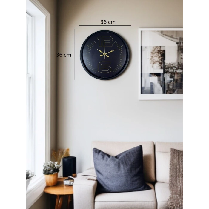 36 Cm Siyah Dekoratif Duvar Saati