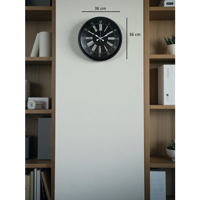 36 Cm Siyah Dekoratif Duvar Saati