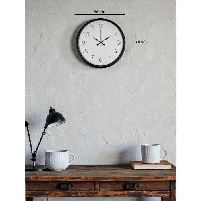 36 Cm Siyah Dekoratif Duvar Saati