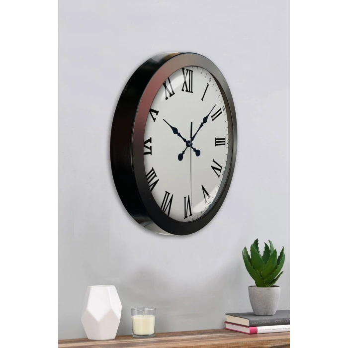 36 cm Siyah Metal Roma Rakamlı Duvar Saati