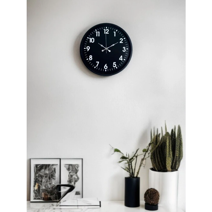 36 Cm Siyah Modern Duvar Saati