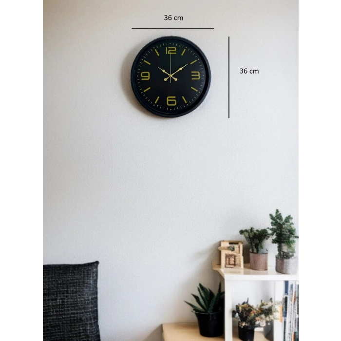 36 Cm Siyah Modern Duvar Saati