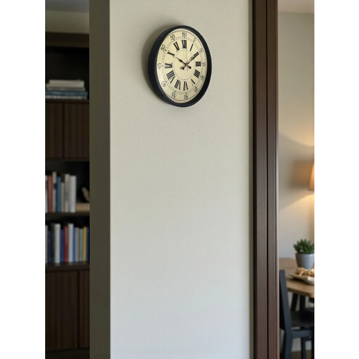 36 Cm Siyah Retro Tasarım Duvar Saati