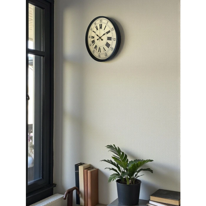36 Cm Siyah Retro Tasarım Duvar Saati