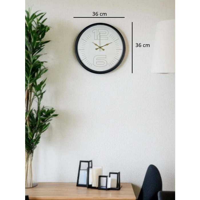 36 Cm Siyah Sade Zarif Duvar Saati