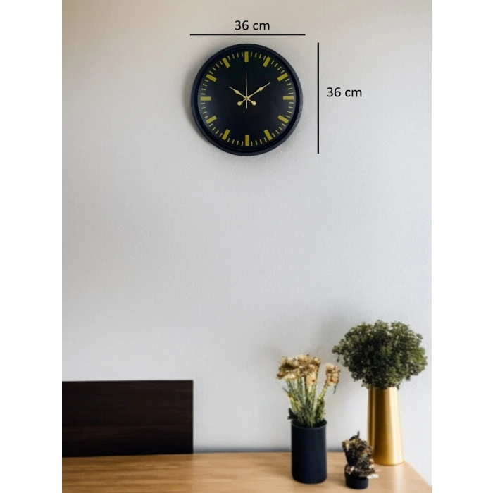 36 Cm Siyah Şık Duvar Saati