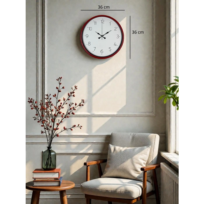 36 Cm Standart Kırmızı Duvar Saati