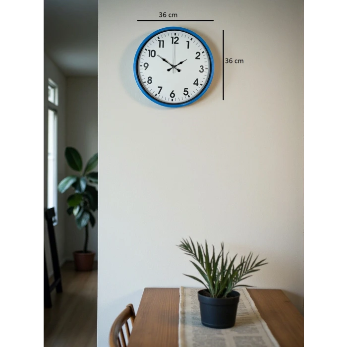 36 Cm Standart Mavi Duvar Saati