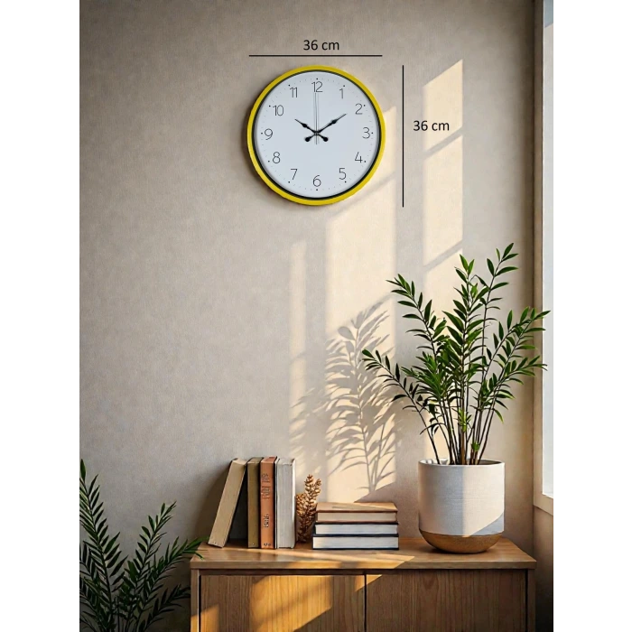36 Cm Standart Sarı Duvar Saati