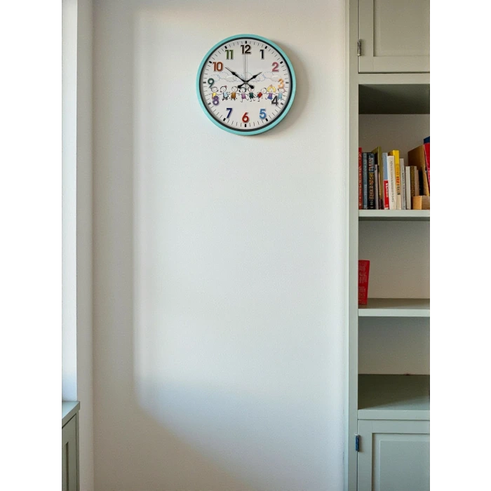 36 Cm Turkuaz Çocuk Odası Duvar Saati