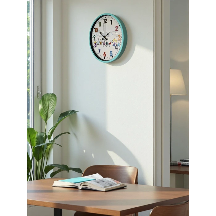 36 Cm Turkuaz Çocuk Odası Duvar Saati