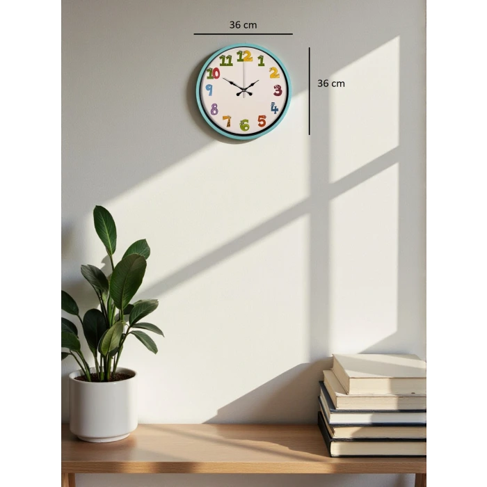 36 Cm Turkuaz Çocuk Odası Duvar Saati