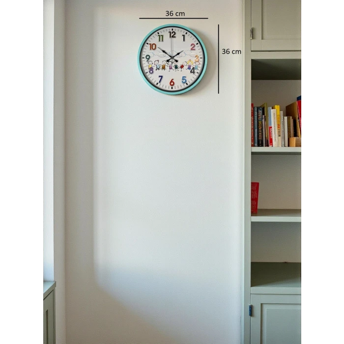36 Cm Turkuaz Çocuk Odası Duvar Saati