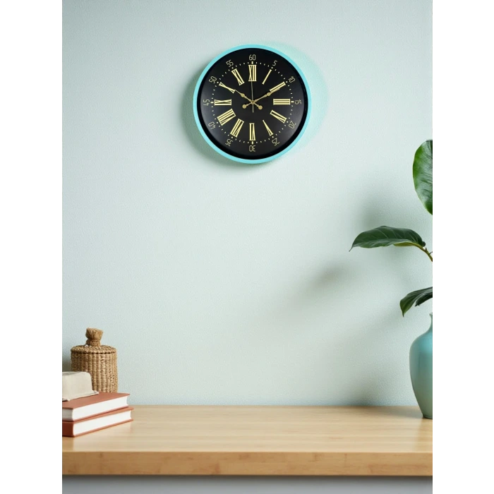 36 Cm Turkuaz Dekoratif Duvar Saati