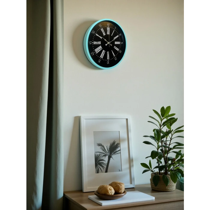 36 Cm Turkuaz Dekoratif Duvar Saati
