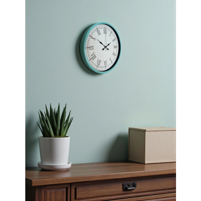 36 Cm Turkuaz Dekoratif Duvar Saati