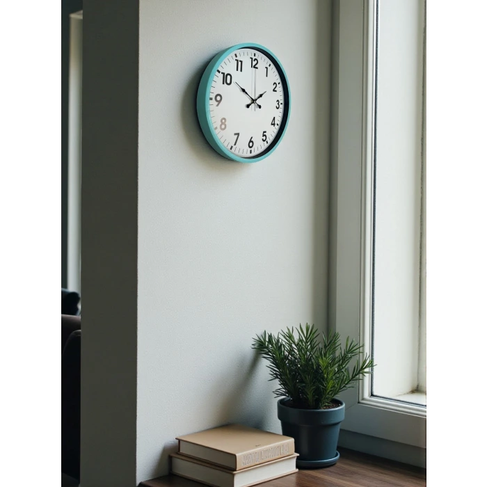 36 Cm Turkuaz Dekoratif Duvar Saati