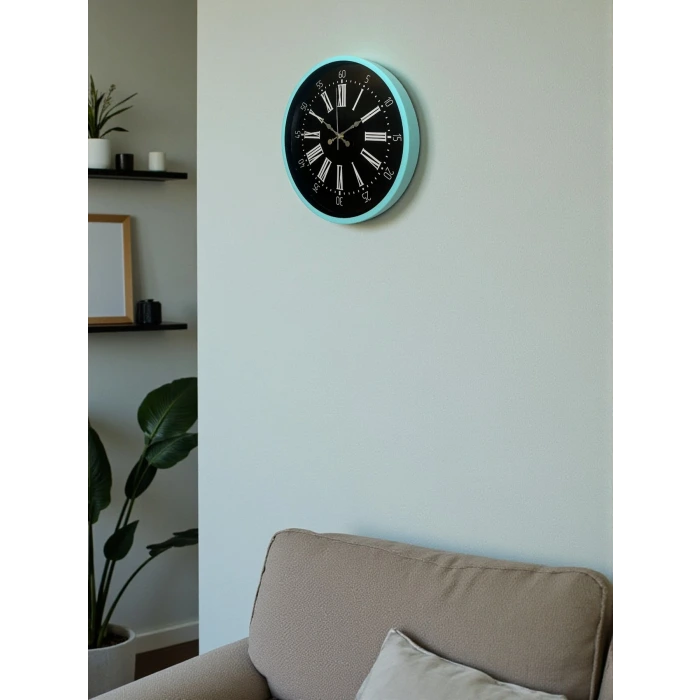 36 Cm Turkuaz Dekoratif Duvar Saati