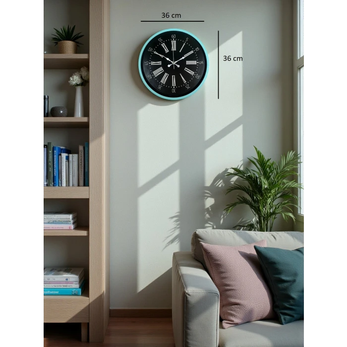 36 Cm Turkuaz Dekoratif Duvar Saati