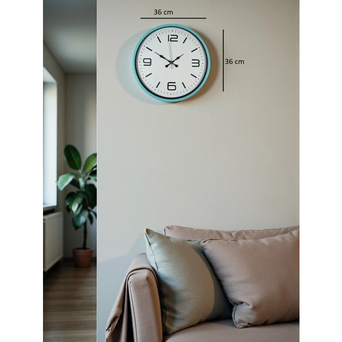 36 Cm Turkuaz Dekoratif Duvar Saati