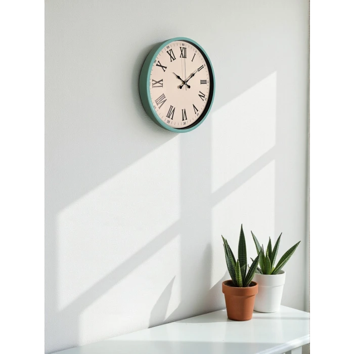 36 Cm Turkuaz Roma Rakamlı Duvar Saati