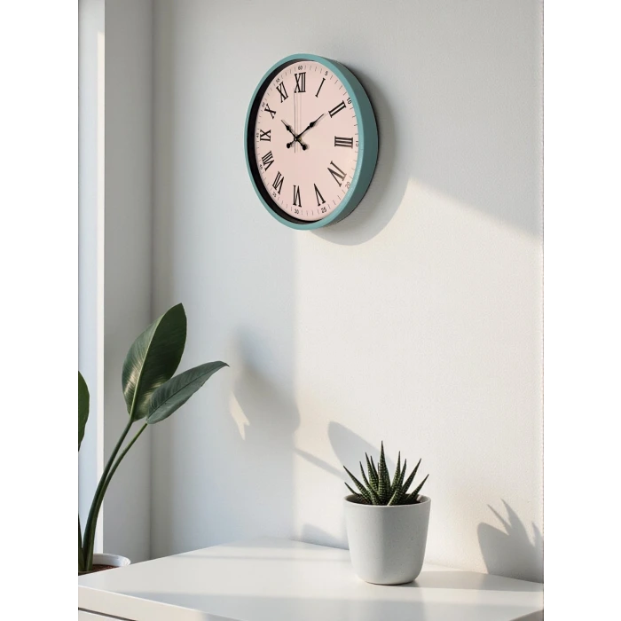 36 Cm Turkuaz Roma Rakamlı Duvar Saati