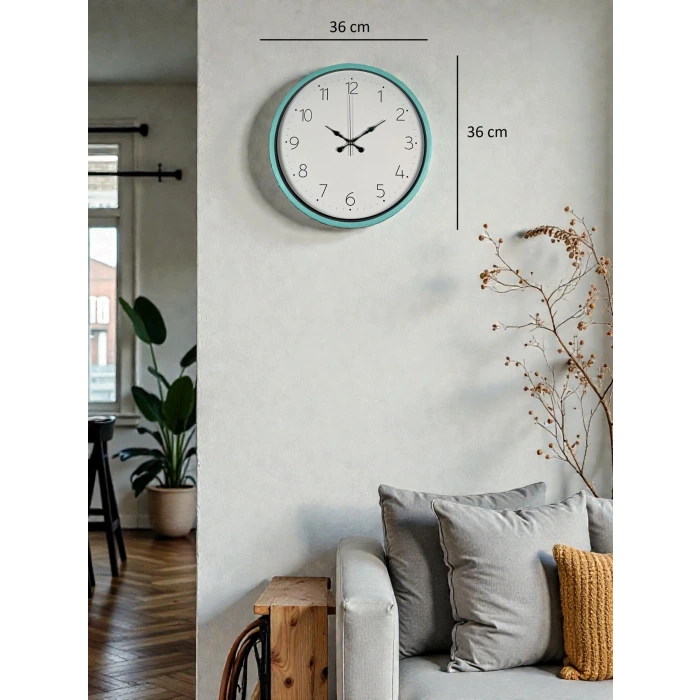 36 Cm Turkuaz Standart Duvar Saati