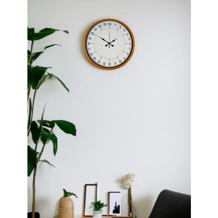 36 Cm Turuncu 24 Saat Göstergeli Özel Tasarım Duvar Saati