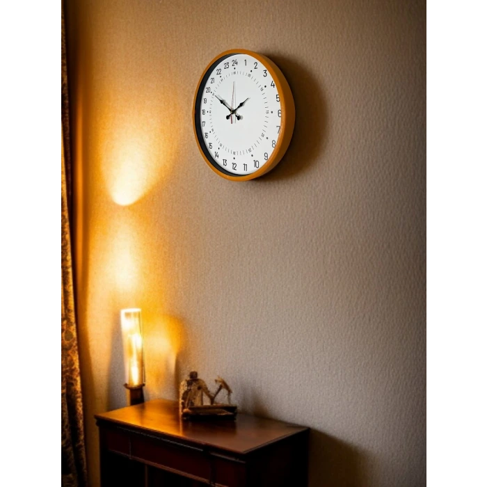36 Cm Turuncu 24 Saat Göstergeli Özel Tasarım Duvar Saati