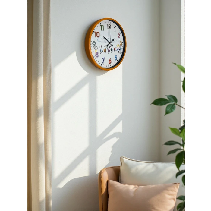 36 Cm Turuncu Çocuk Odası Duvar Saati