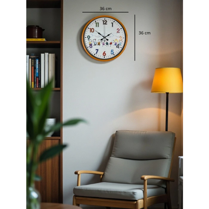 36 Cm Turuncu Çocuk Odası Duvar Saati