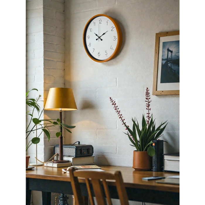 36 Cm Turuncu Dekoratif Duvar Saati