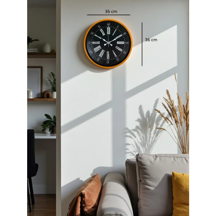 36 Cm Turuncu Dekoratif Duvar Saati