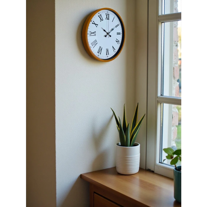 36 Cm Turuncu Roma Rakamlı Duvar Saati