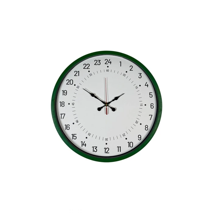 36 Cm Yeşil 24 Saat Göstergeli Özel Tasarım Duvar Saati